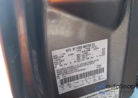 2010 Ford F150 Supercrew из США, поврежденный, VIN 1FTFW1CV1AKB24029